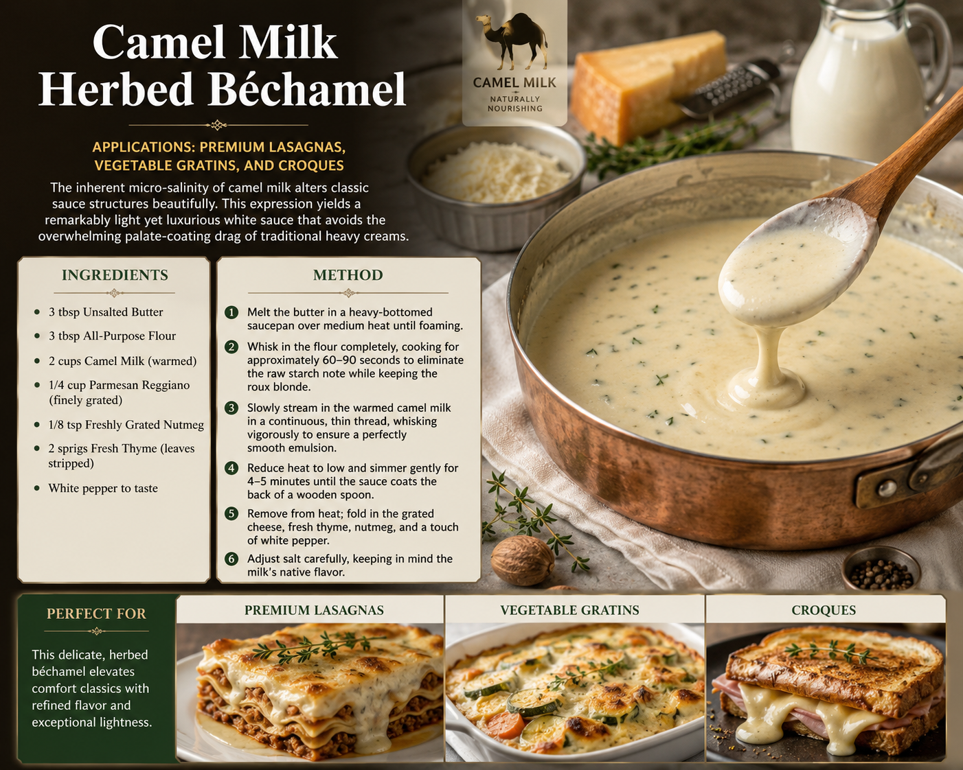 Camel milk herbed béchamel recipe editorial