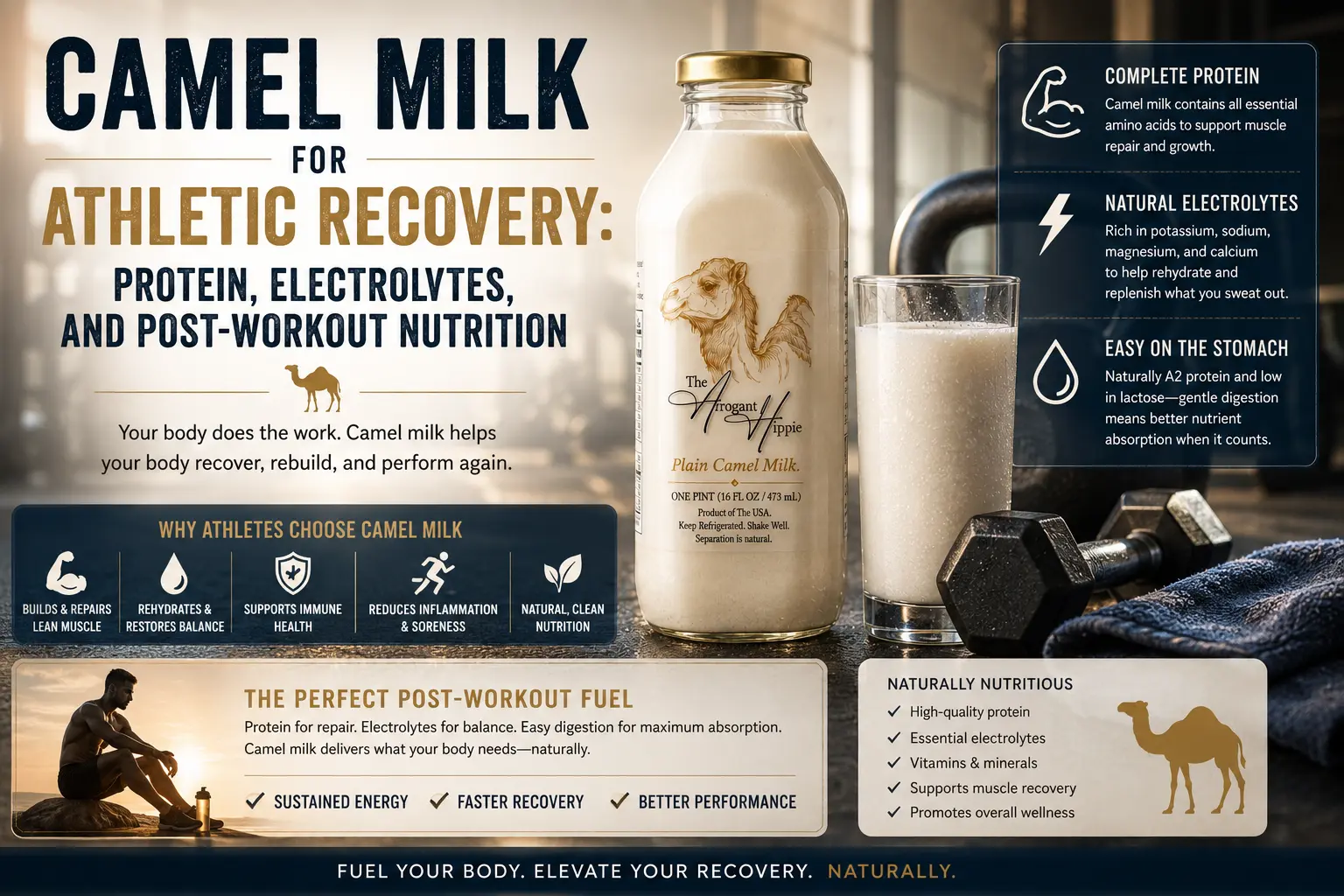 Camel Milk for Athletic Recovery: Protein, Electrolytes, and Post-Workout Nutrition editorial illustration