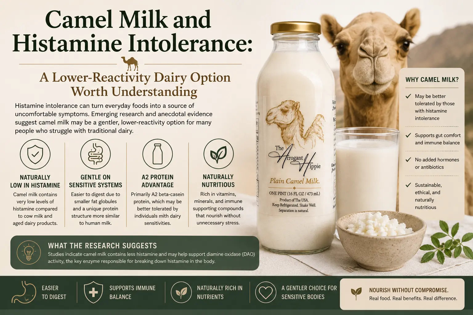 Camel Milk and Histamine Intolerance: A Lower-Reactivity Dairy Option Worth Understanding editorial illustration