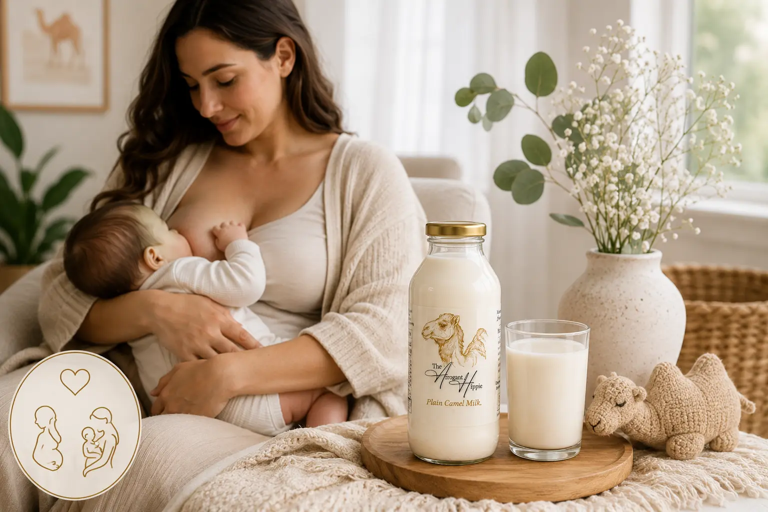Camel Milk During Pregnancy and Postpartum: What Expecting and Nursing Mothers Should Know editorial illustration