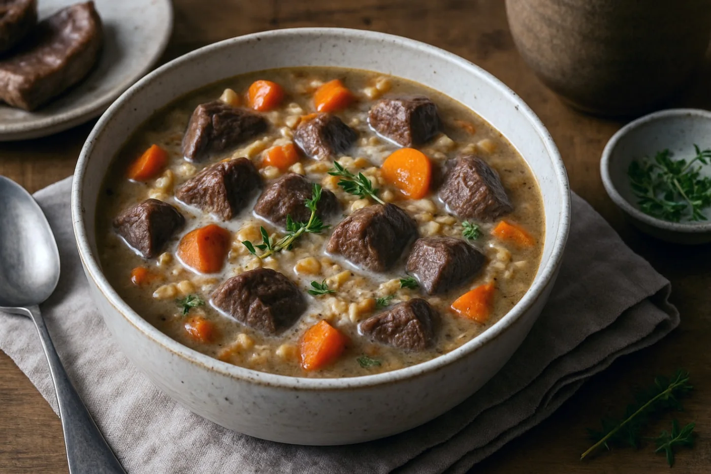 Camel Milk Beef and Barley Stew