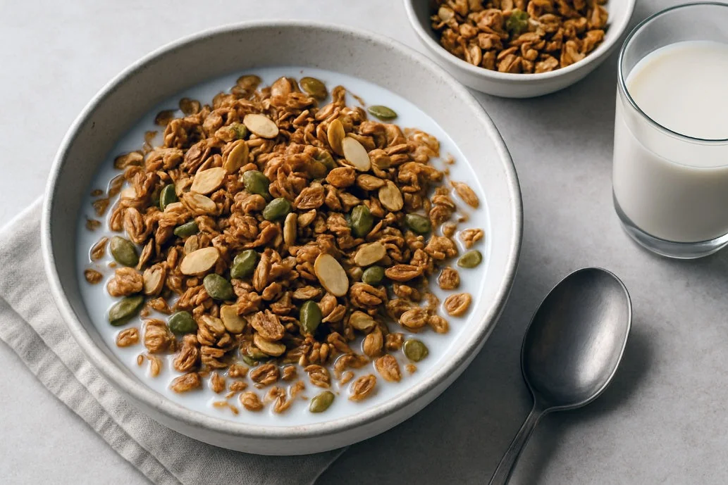 Toasted Almond Milk Granola Bowl almond milk recipe